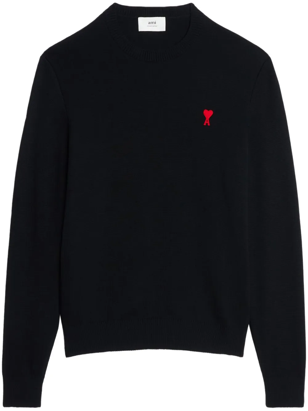 Ami Alexandre Mattiussi Ami Paris Ami De Coeur Wool Crewneck Sweater In Black