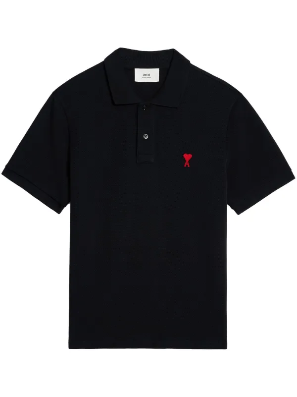 AMI Paris Black Ami De Coeur Polo Shirt Farfetch