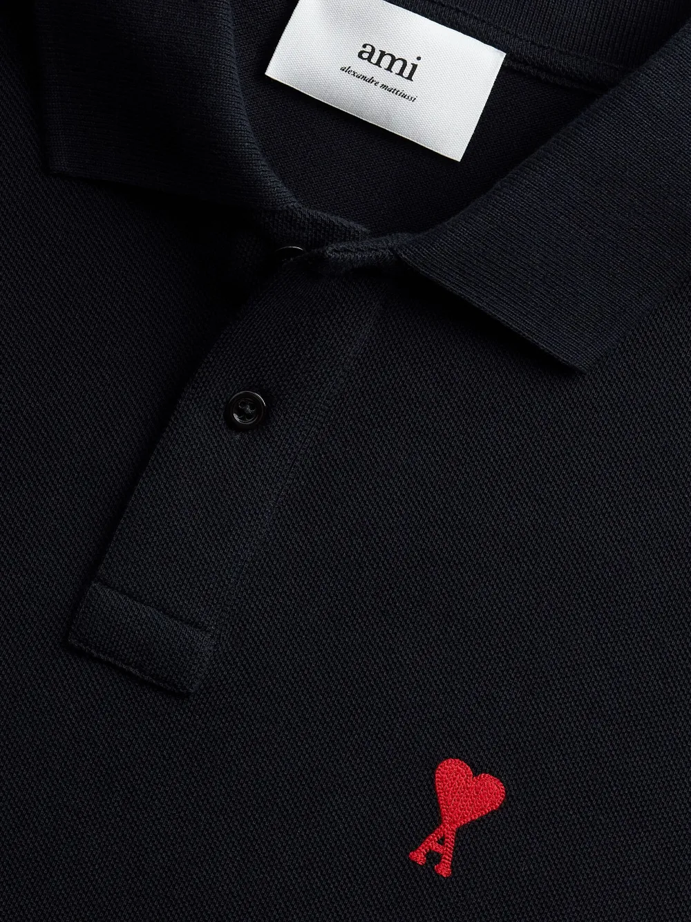 Shop Ami Alexandre Mattiussi Black Ami De Coeur Polo Shirt