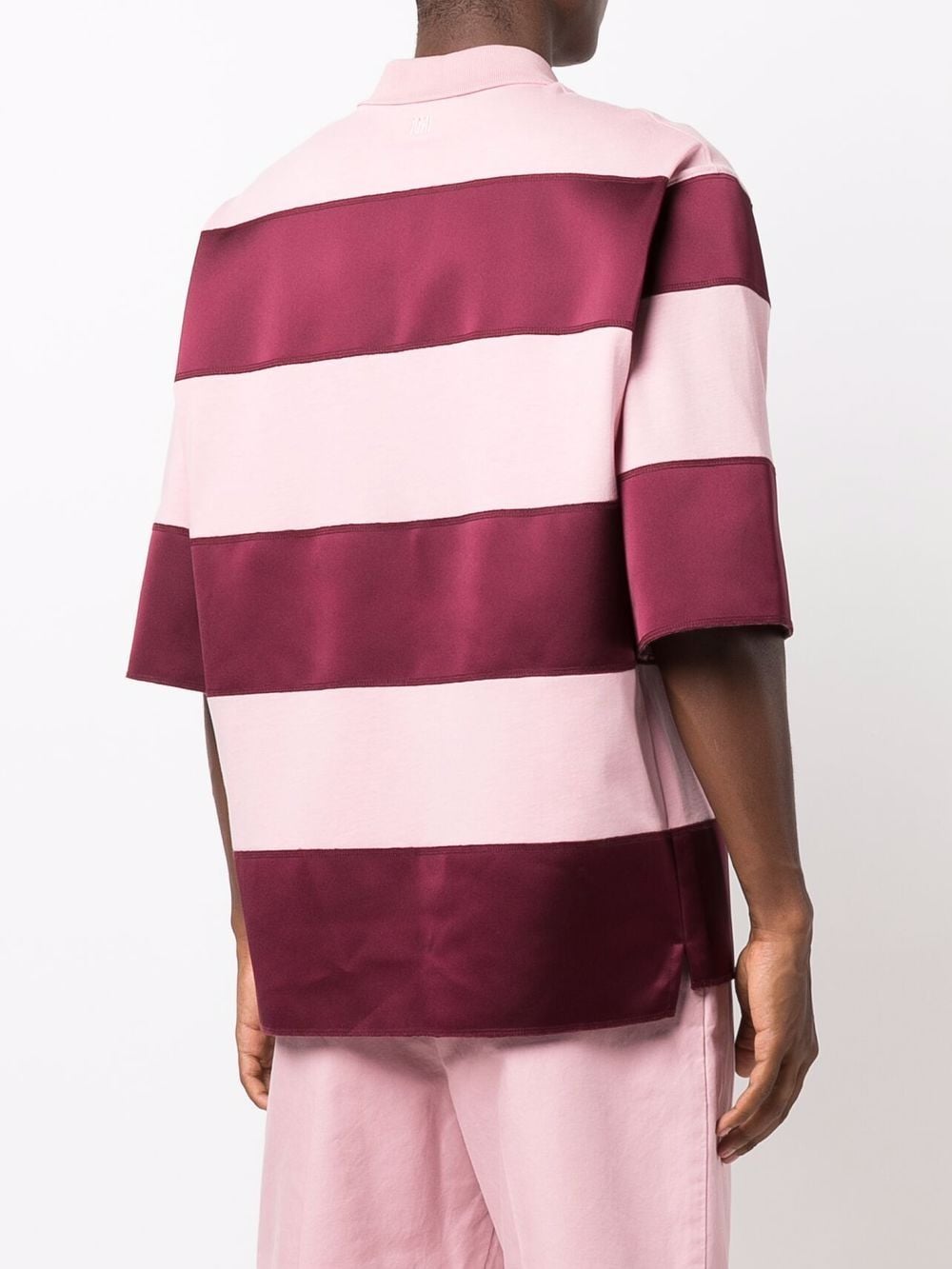 Shop Ami Alexandre Mattiussi Horizontal-stripe Polo Shirt In Pink