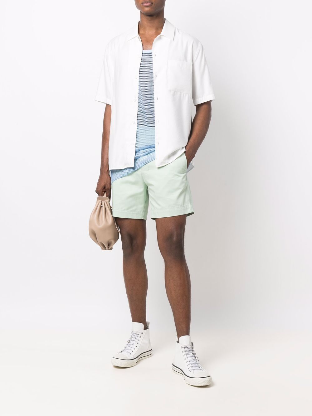 Shop Ami Alexandre Mattiussi Cotton Chino Shorts In Green