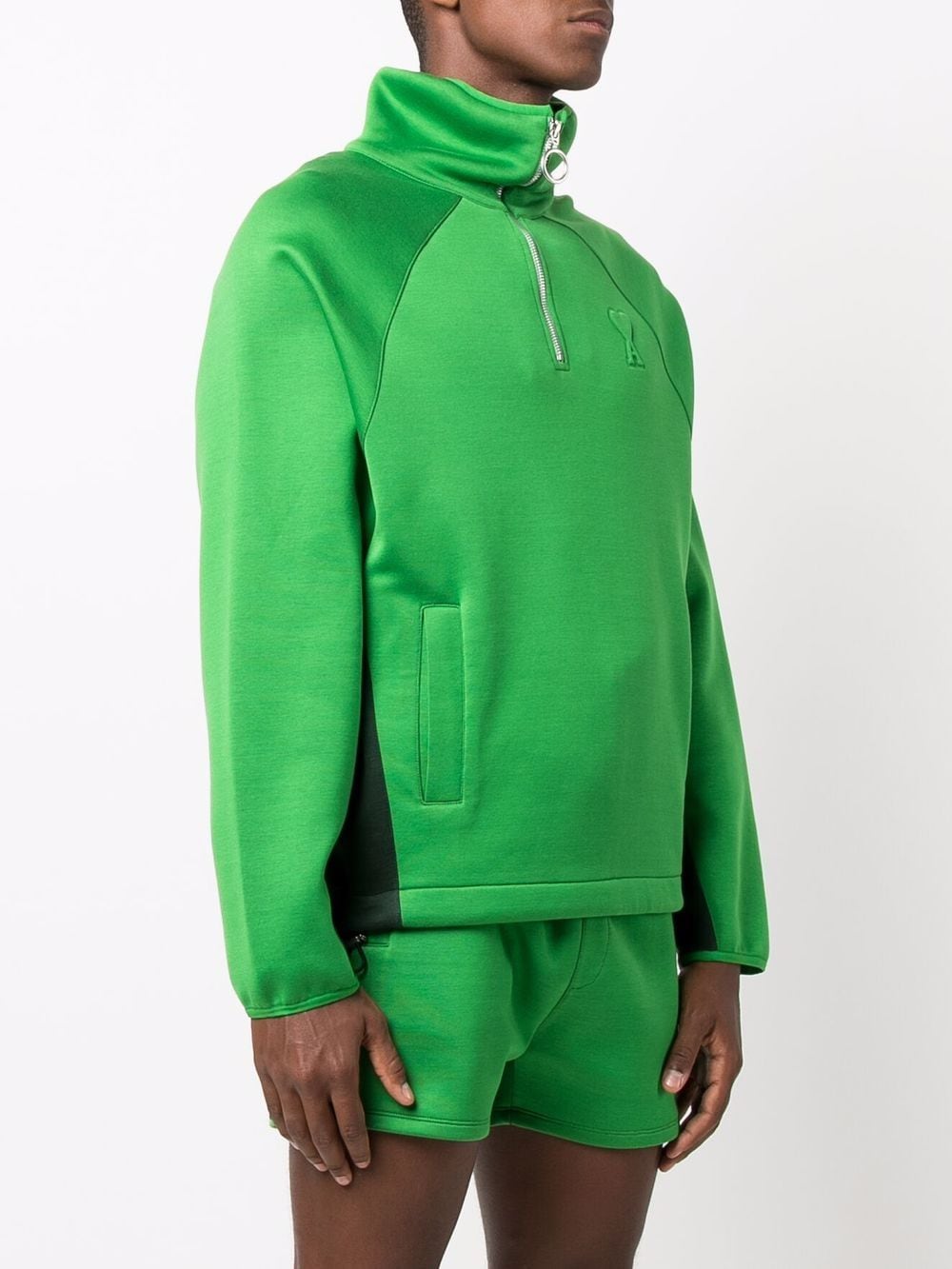 Shop Ami Alexandre Mattiussi Ami De Coeur Zipped Sweatshirt In Green