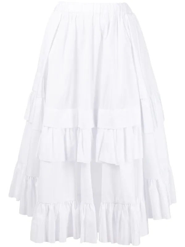 white layered midi skirt