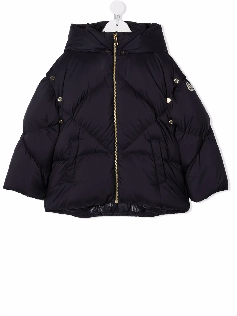 Moncler Enfant chamarra capitonada con parche del logo - Azul