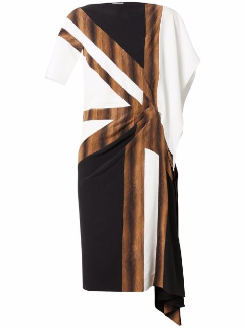 Burberry flag-print silk asymmetric dress Women