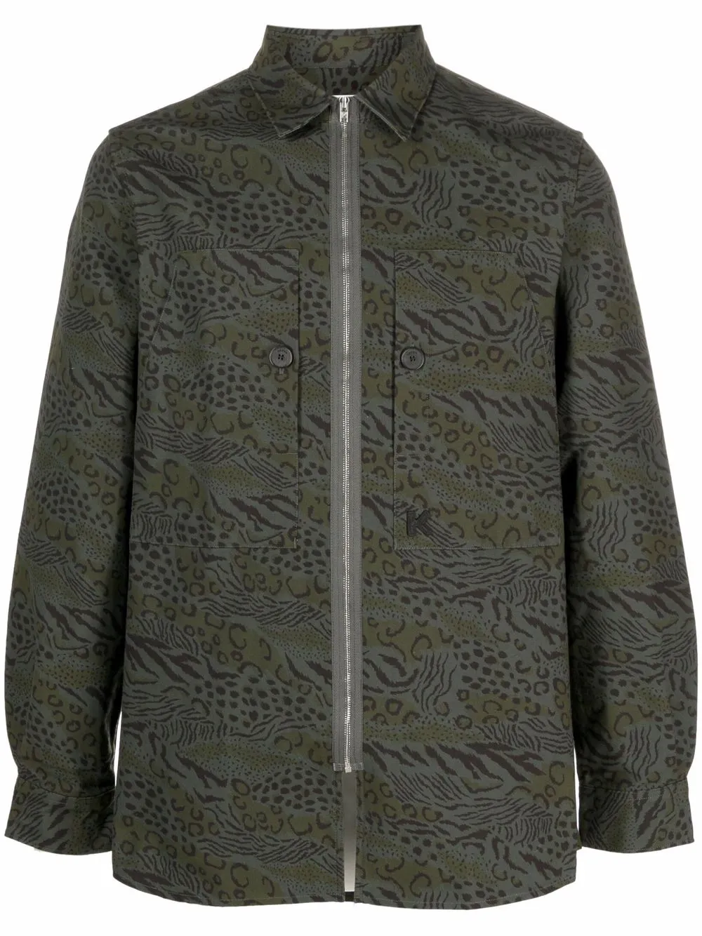 

Kenzo animal-print zip-up shirt - Green