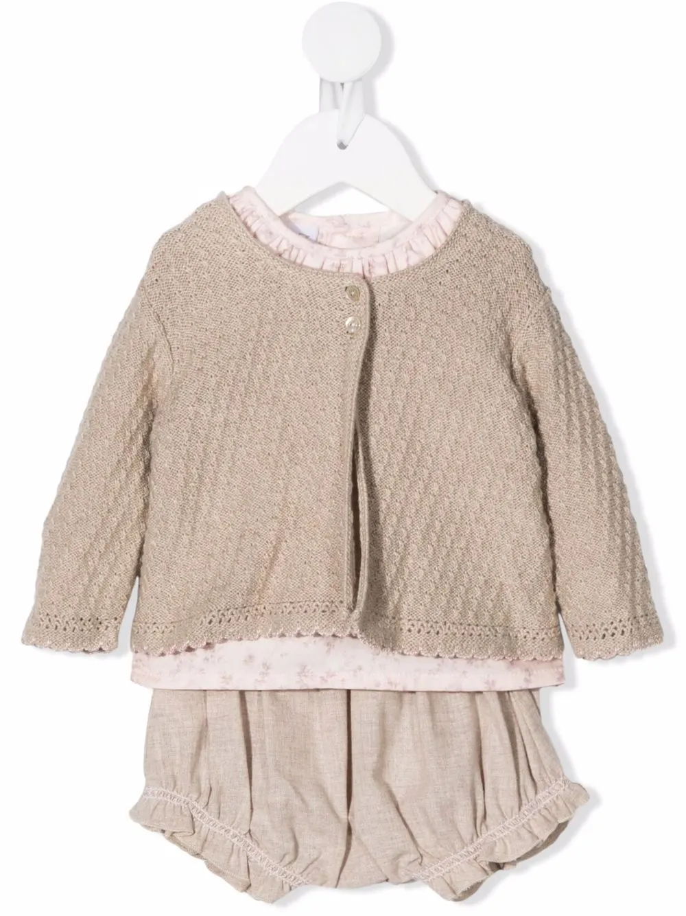 Click to view more detailed imagery on our partner's website Paz Rodriguez Babies' Ruffle-trimmed Three-piece Set In 粉色