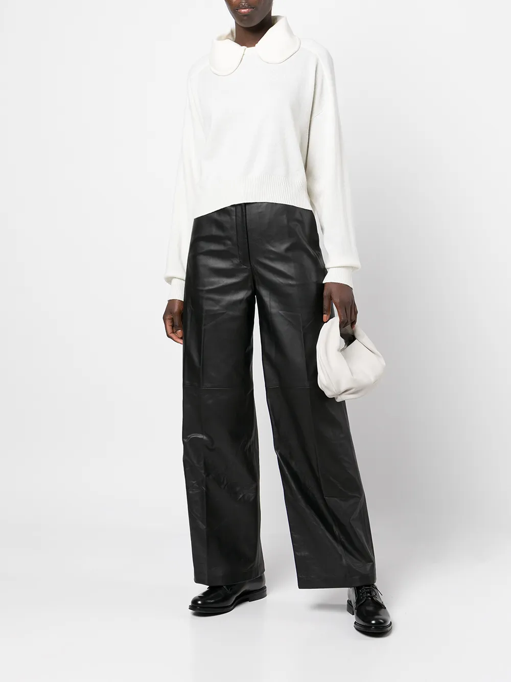 LouLou de Saison Trui met ronde kraag - Wit