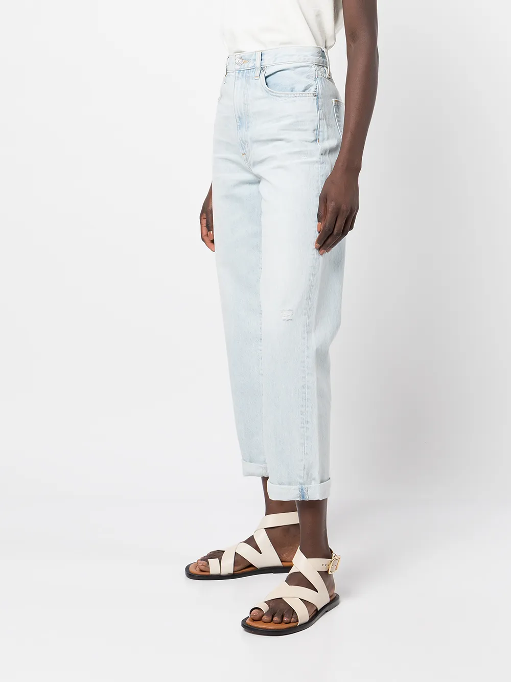 фото Slvrlake зауженные джинсы с эффектом потертости