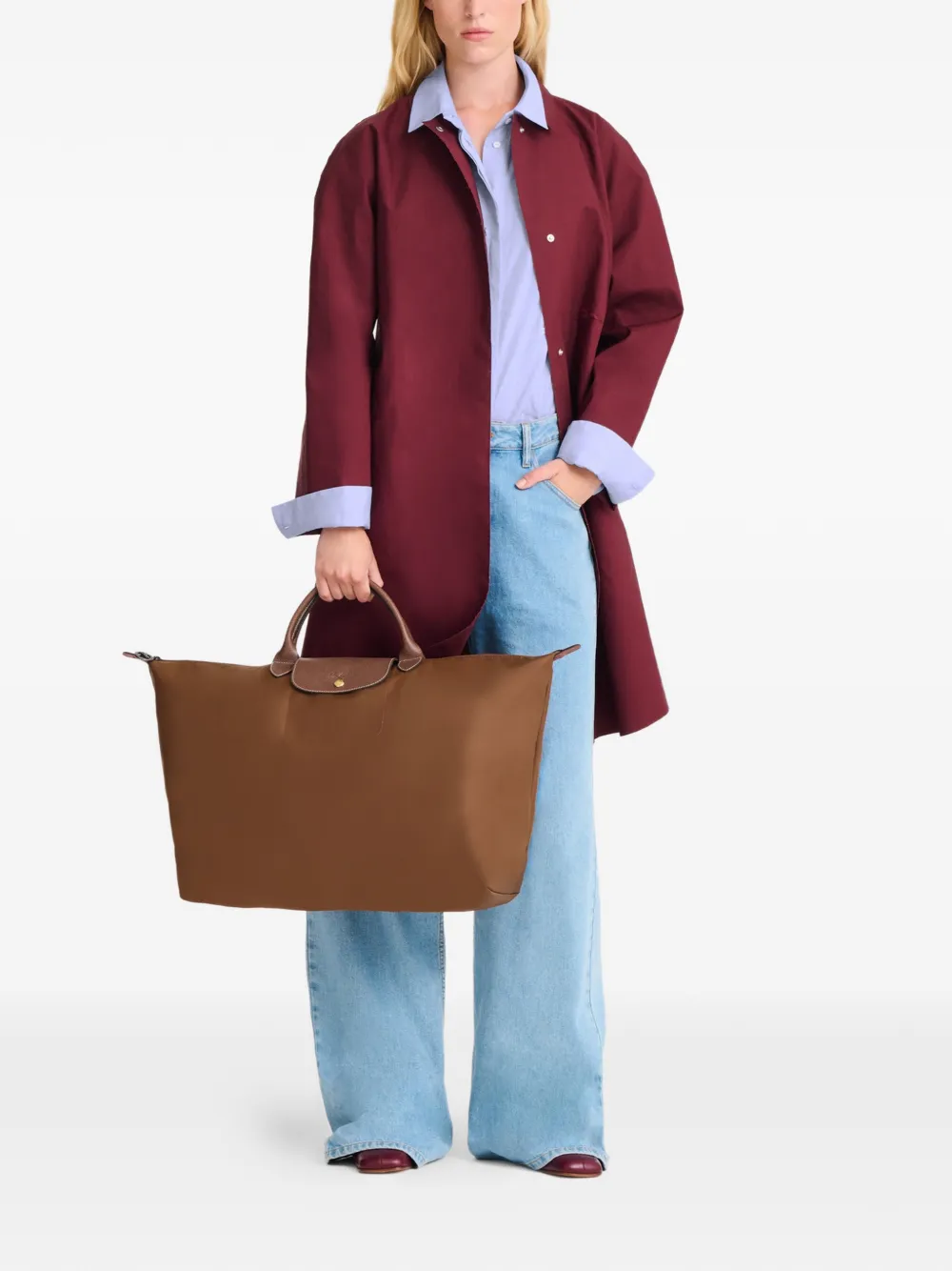  Longchamp Große Le Pliage Reisetasche   Braun 