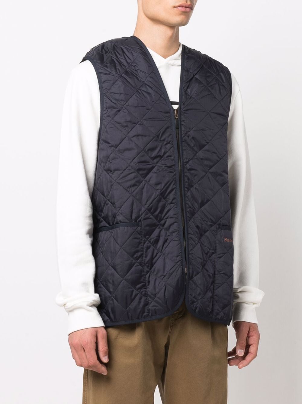 Shop Barbour Quilted Nylon Zip-in Liner In Blue