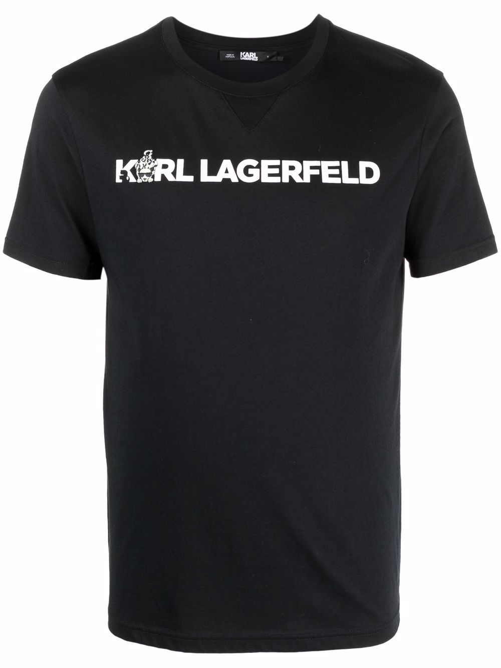 

Karl Lagerfeld playera con animal print y logo - Negro