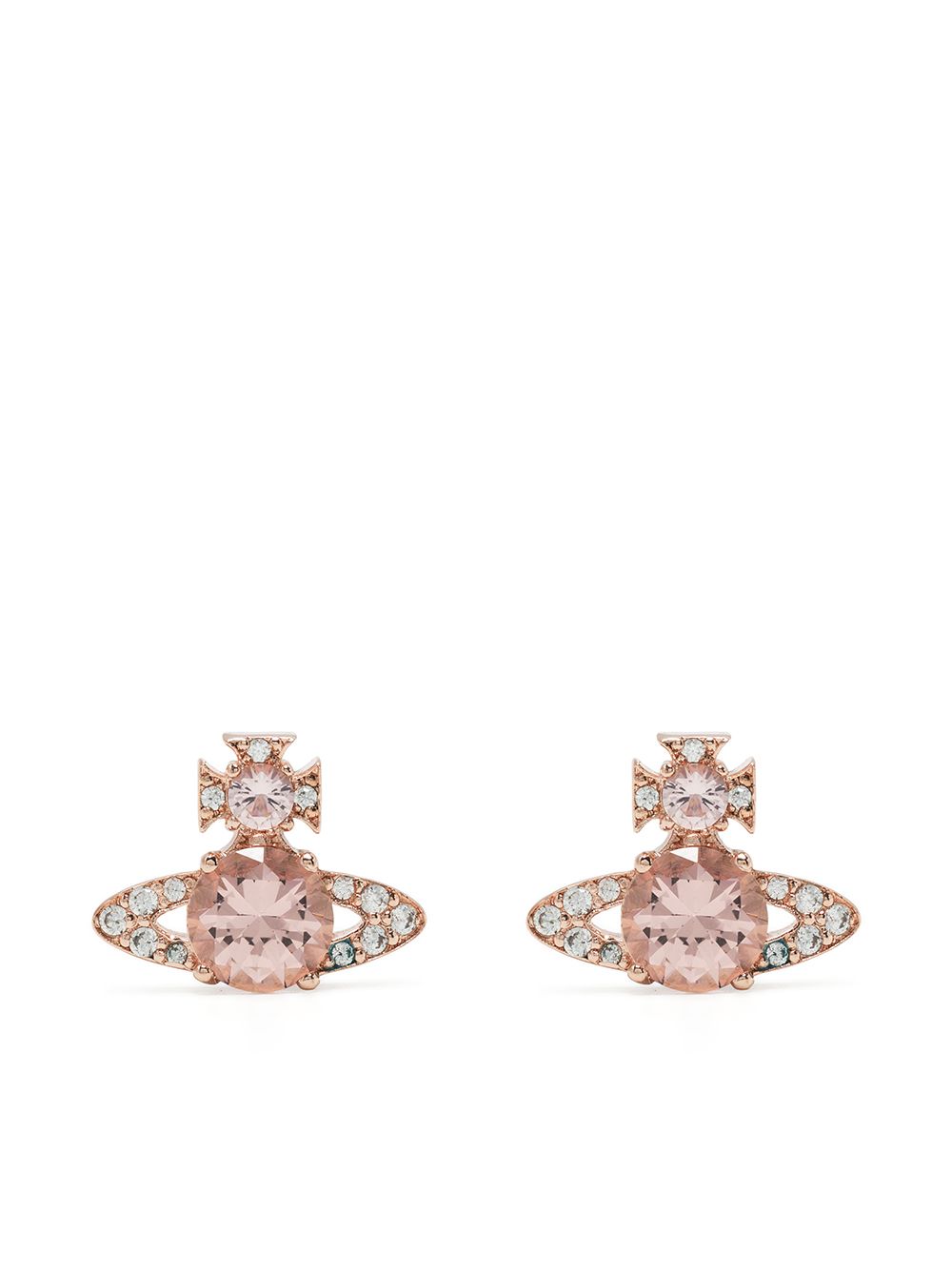 

Vivienne Westwood aretes con detalles de cristales y placa Orb - Rosado