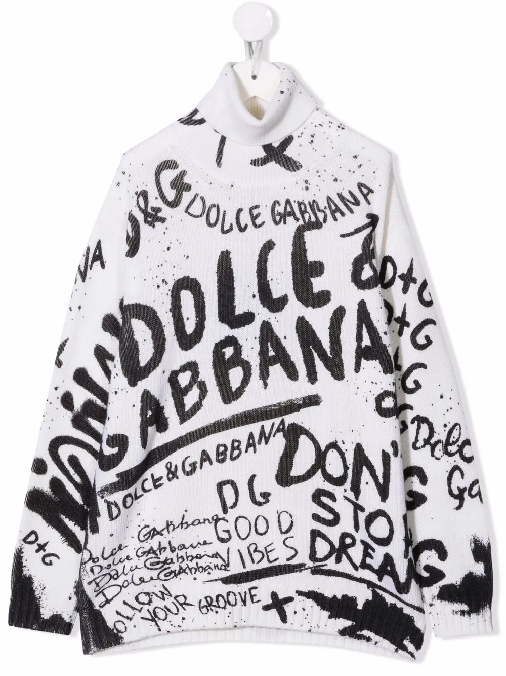 

Dolce & Gabbana Kids logo intarsia virgin wool jumper - White