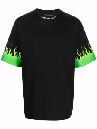 Black shirt with green flames Clearance