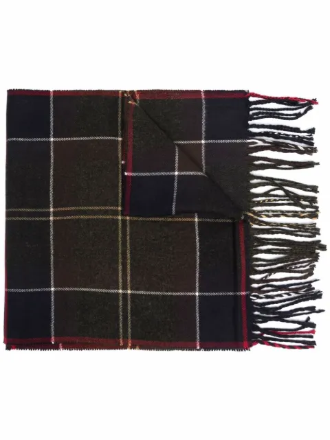 Barbour check-print fringed scarf