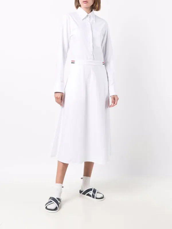 Thom Browne RWB Tab Shirt Dress | White | FARFETCH GH