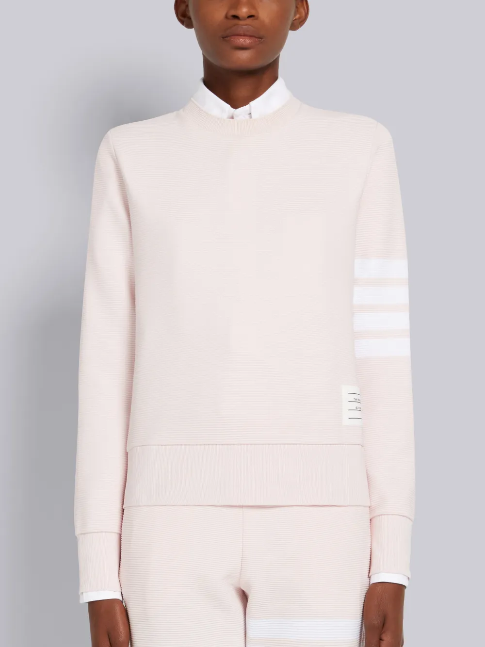 Thom Browne 4-bar Cotton Ribbed Sweatshirt In 680 Lt Pink