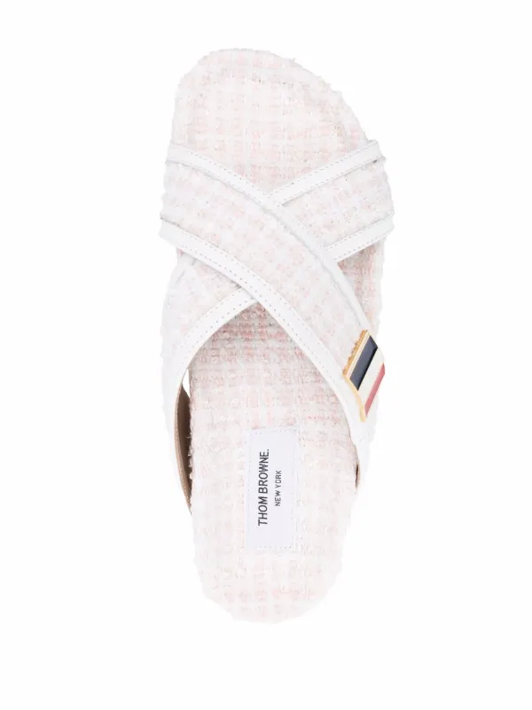 【送料&関税込】Thom Browne Tweed Slip-on Sandals Thom Browne Tweed slip-on Sandals | Pink | FARFETCH