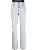 Alexander Wang pebble bleach-wash high-waist jeans - Blue