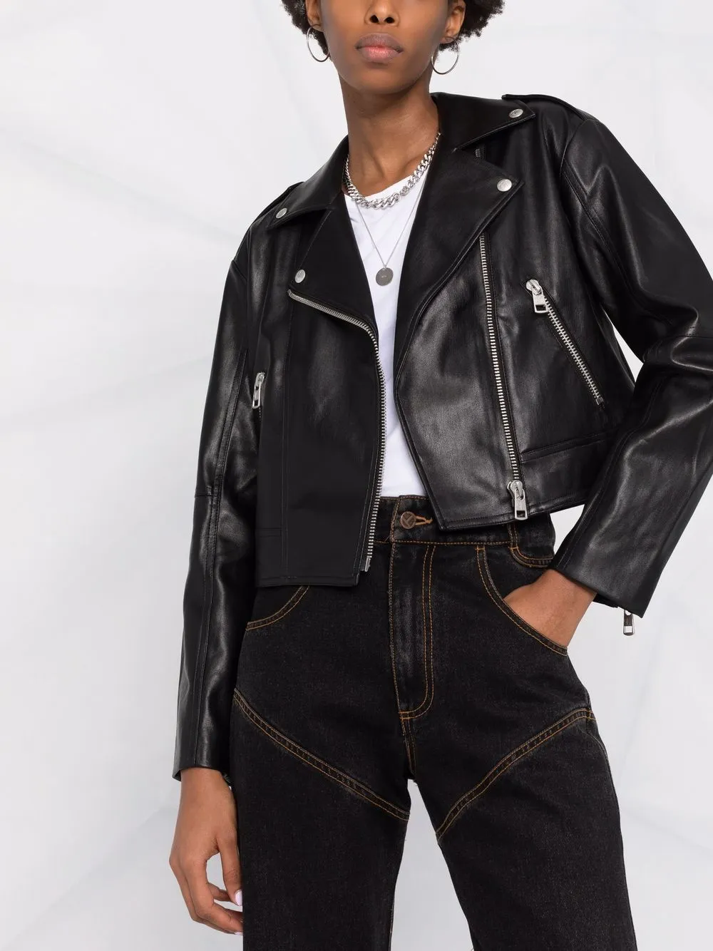фото Calvin klein jeans укороченная байкерская куртка на молнии