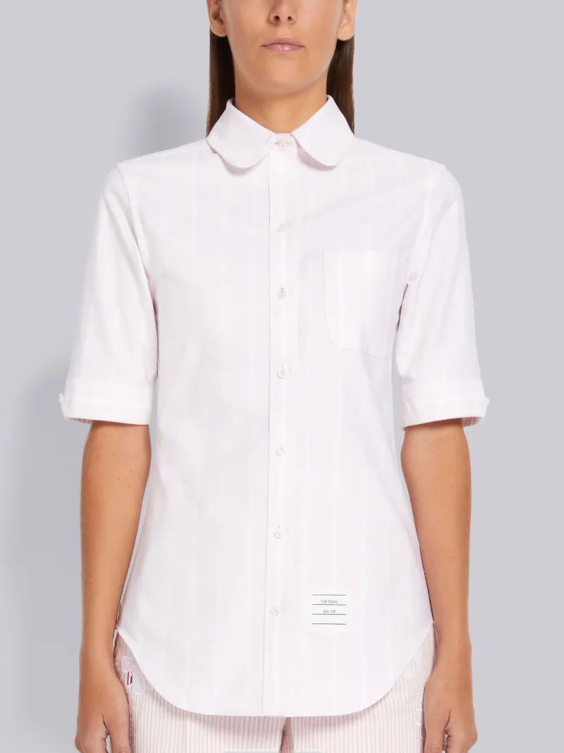 Light Pink Banker Stripe Oxford Round 