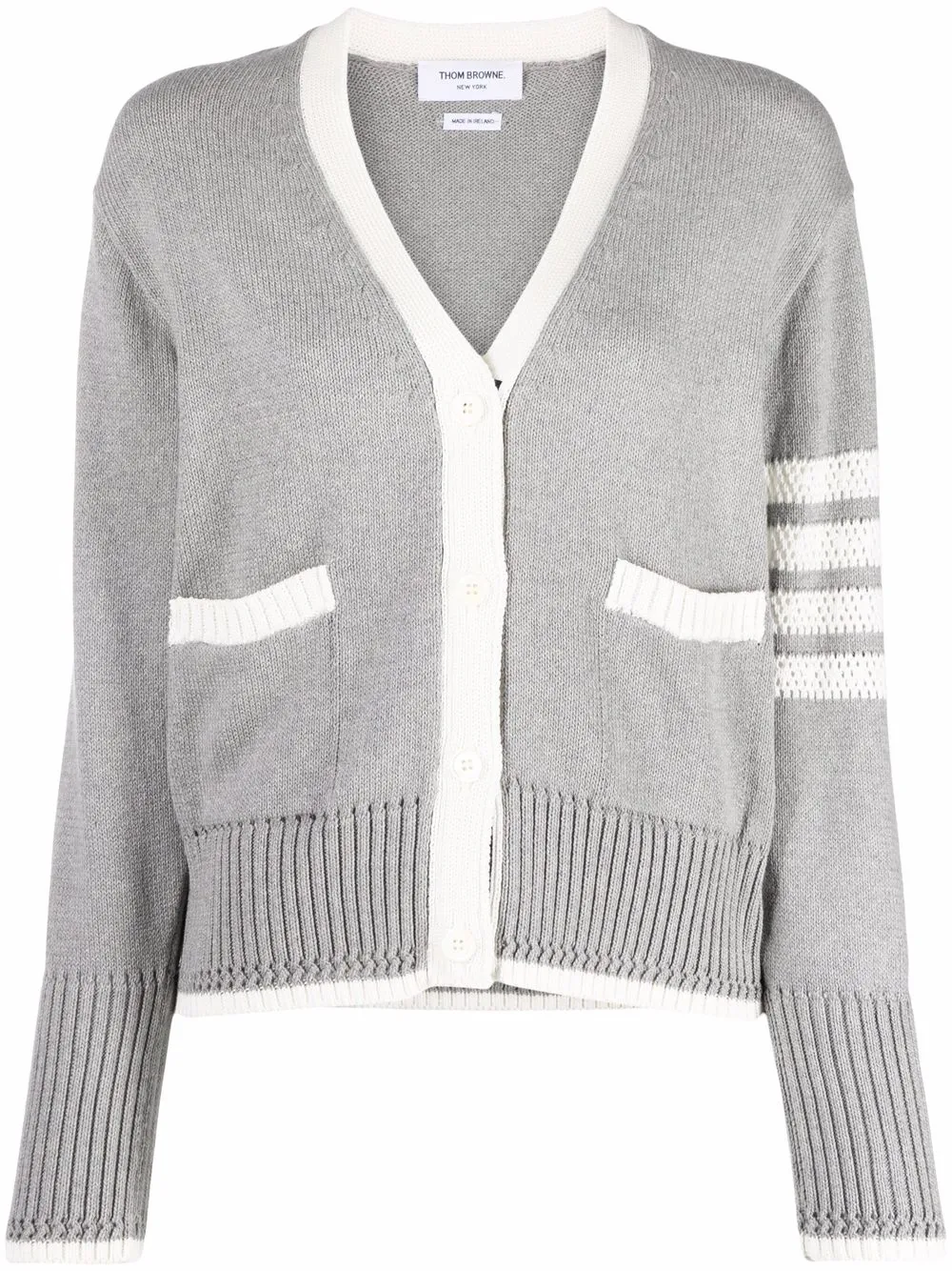 

Thom Browne 4-Bar knitted cotton cardigan - Grey
