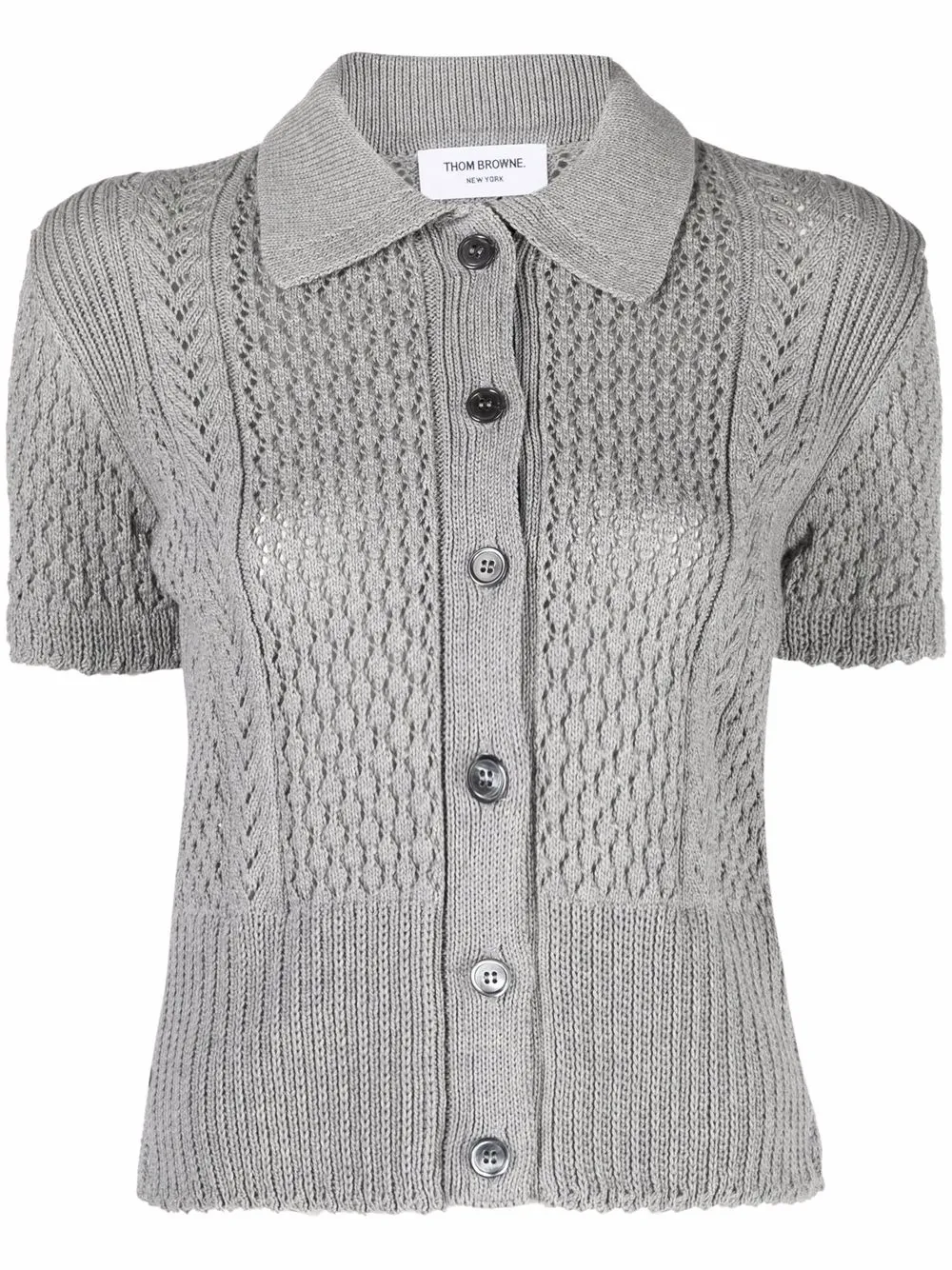 

Thom Browne playera tipo polo de tejido calado - Gris