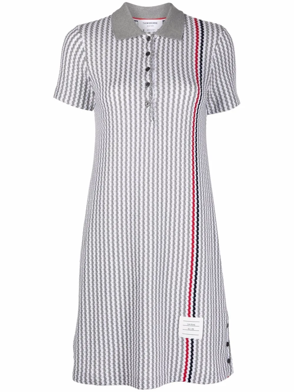 

Thom Browne RWB stripe knitted polo dress - Grey