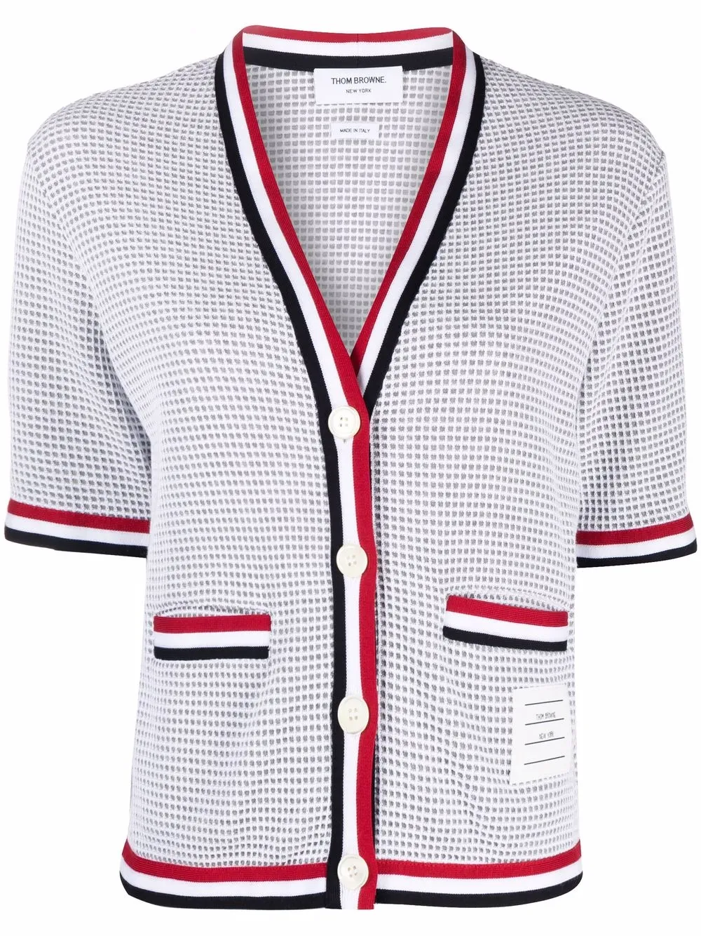 

Thom Browne RWB trim dotted cardigan - Grey
