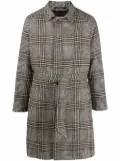 Tagliatore check-print tie-waist single-breasted coat - Neutrals