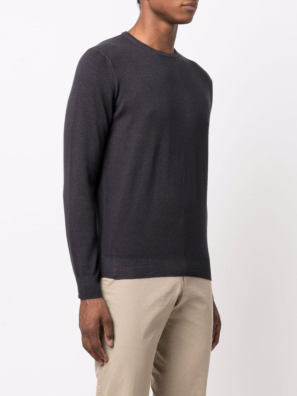 Shop Dell'oglio Fine-knit Rib-trimmed Jumper In 蓝色