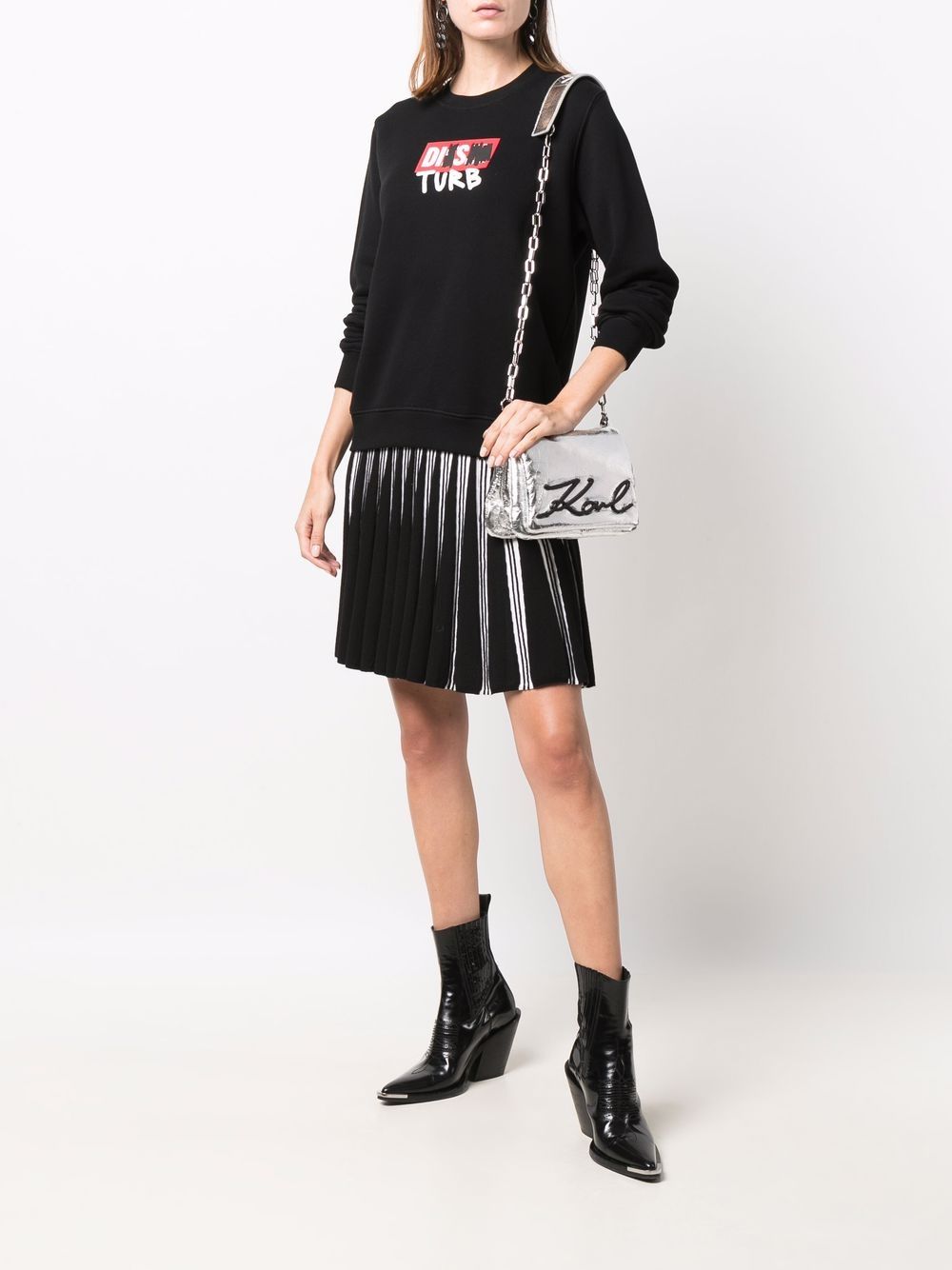 Diesel Sweater met logoprint - Zwart