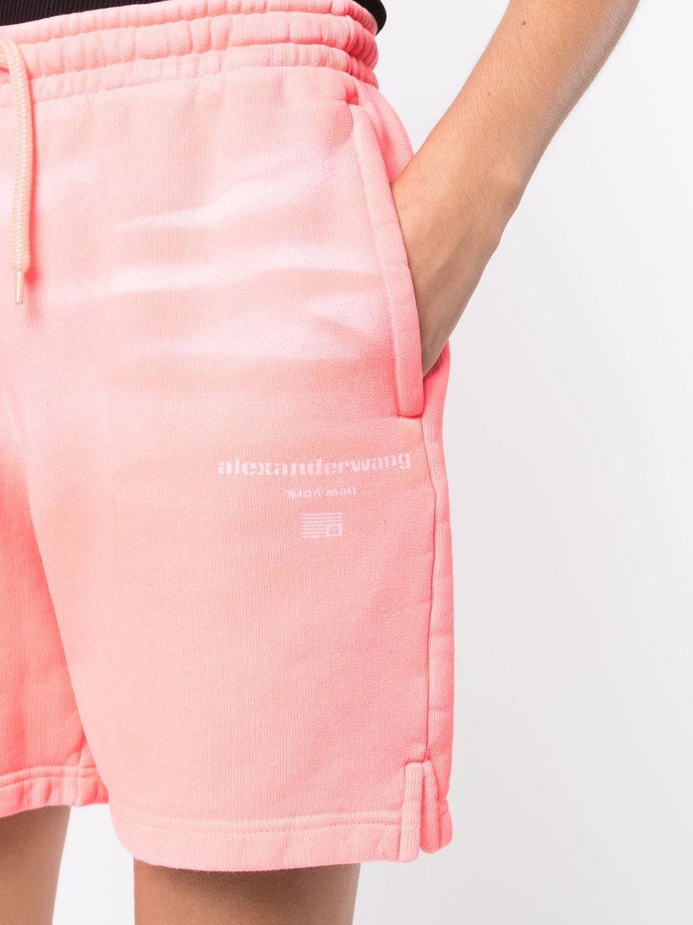 Shop Alexander Wang Tie-dye Cotton Track Shorts In Rosa
