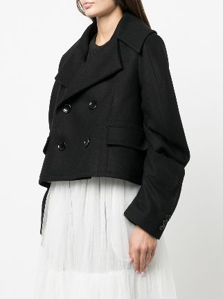 double-breasted cropped wool jacket展示图