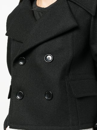 double-breasted cropped wool jacket展示图