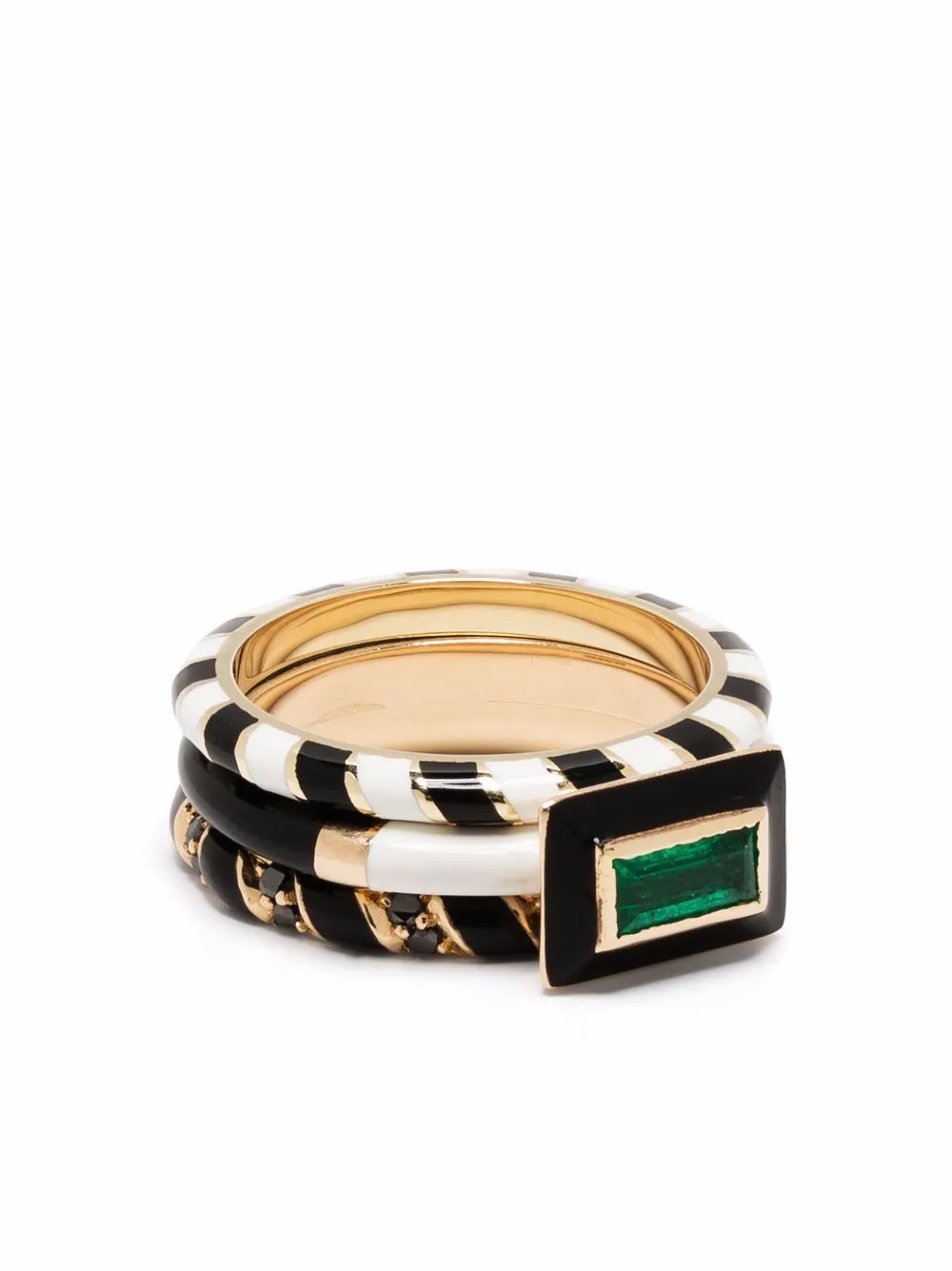 Alice Cicolini 14kt yellow gold Candy Lacquer baguette emerald ring set
