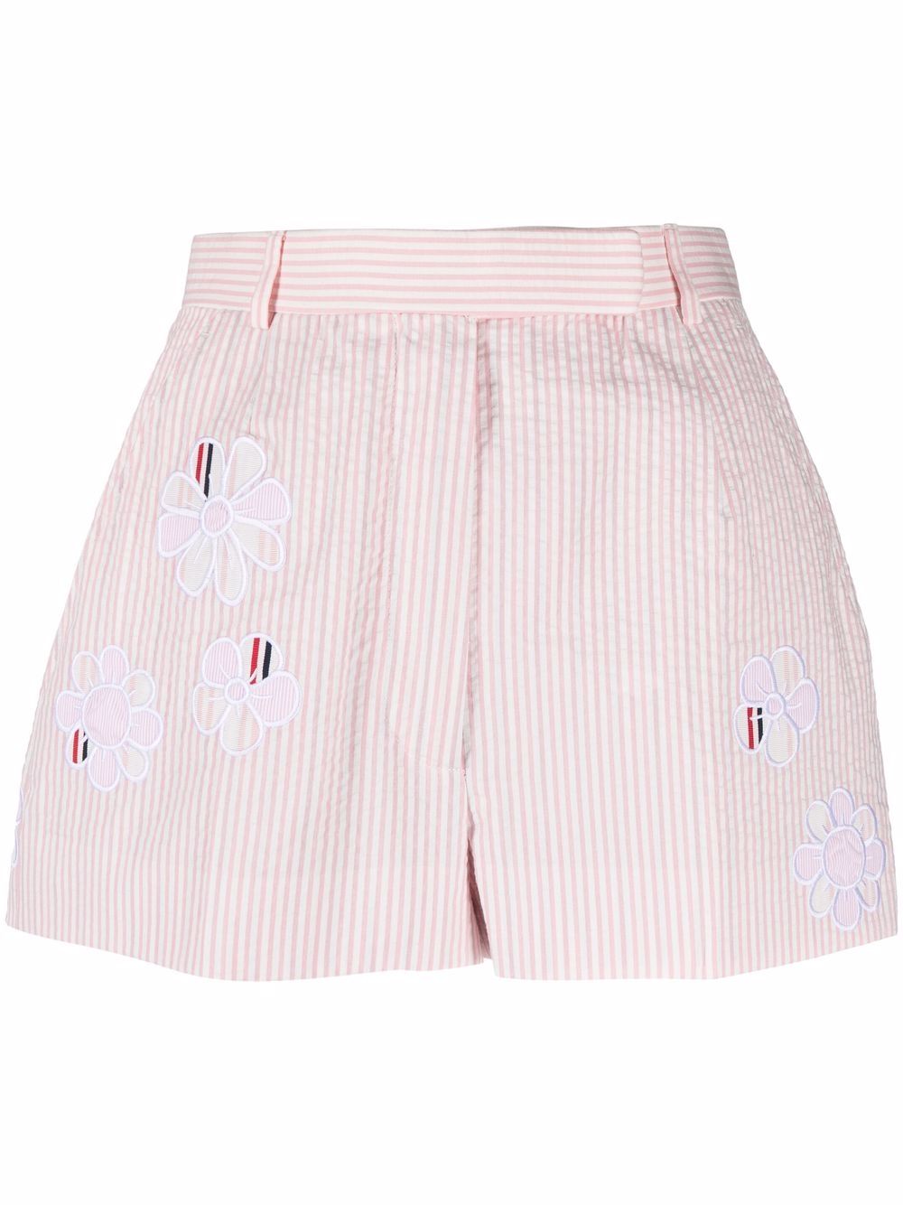 Thom Browne floral embroidered striped shorts - Pink