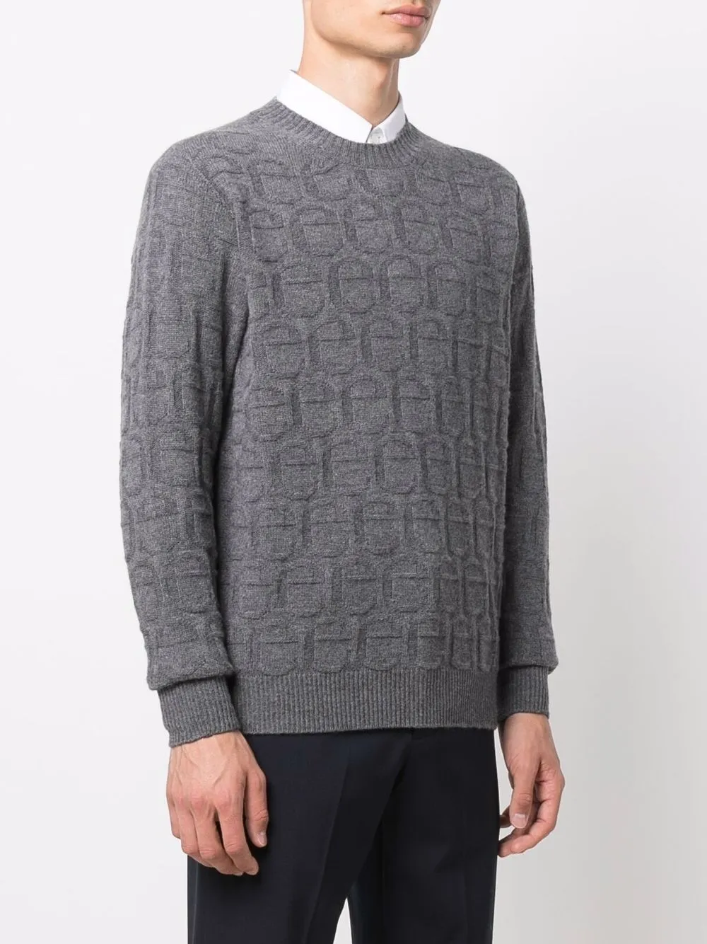 Eleventy Trui met jacquard logo Grijs