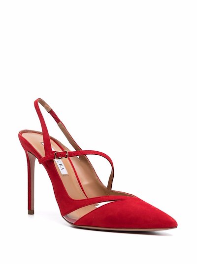 Aquazzura Pointed Suede Pumps Red Modes