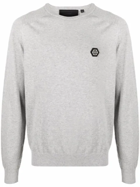 Philipp Plein logo-patch cotton jumper