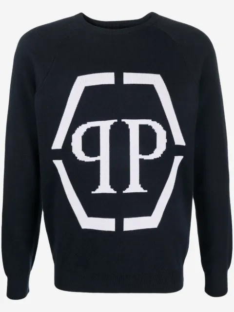 Philipp Plein intarsia-logo crewneck sweater