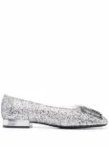 Ferragamo logo-plaque ballerina shoes - Silver