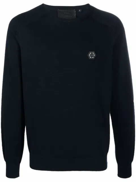 Philipp Plein logo-patch crew neck jumper