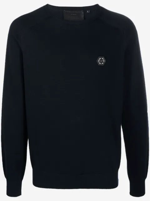 Philipp Plein logo-patch crew neck jumper