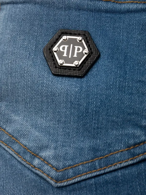 Philipp Plein ハイライズ スキニーレギンス | ブルー | FARFETCH JP
