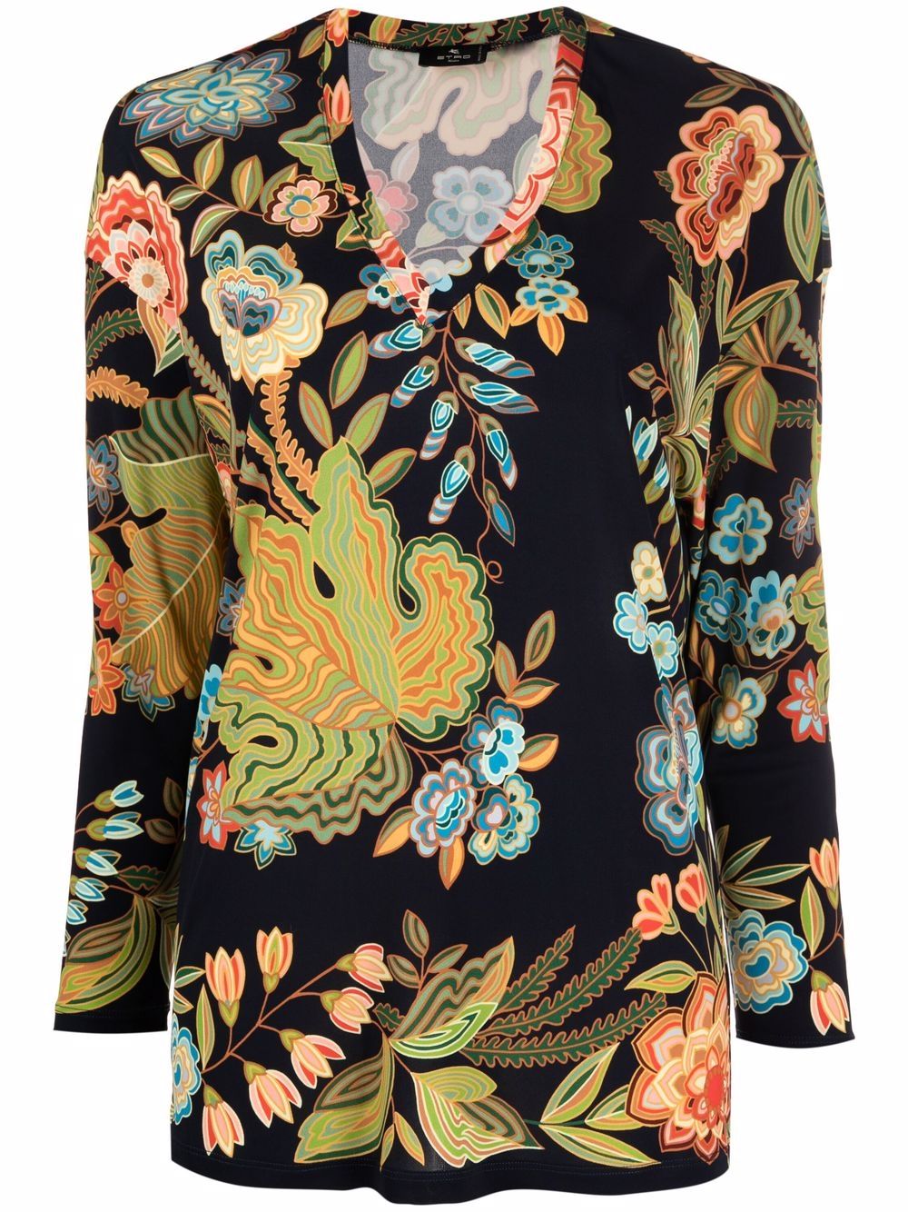 фото Etro блузка с v-образным вырезом и цветочным принтом