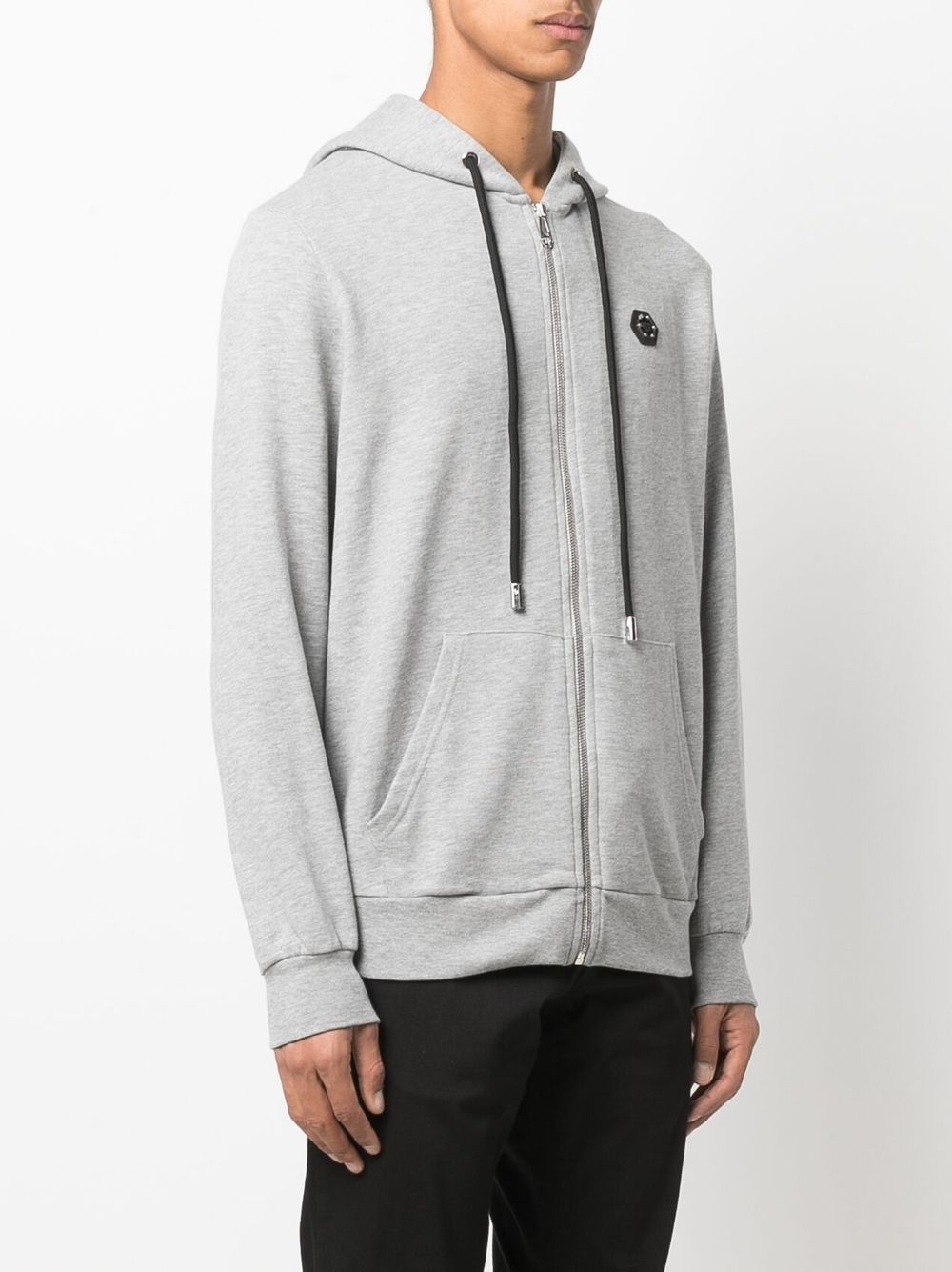 Shop Philipp Plein Plein™ Logo Zip-up Hoodie In Grey