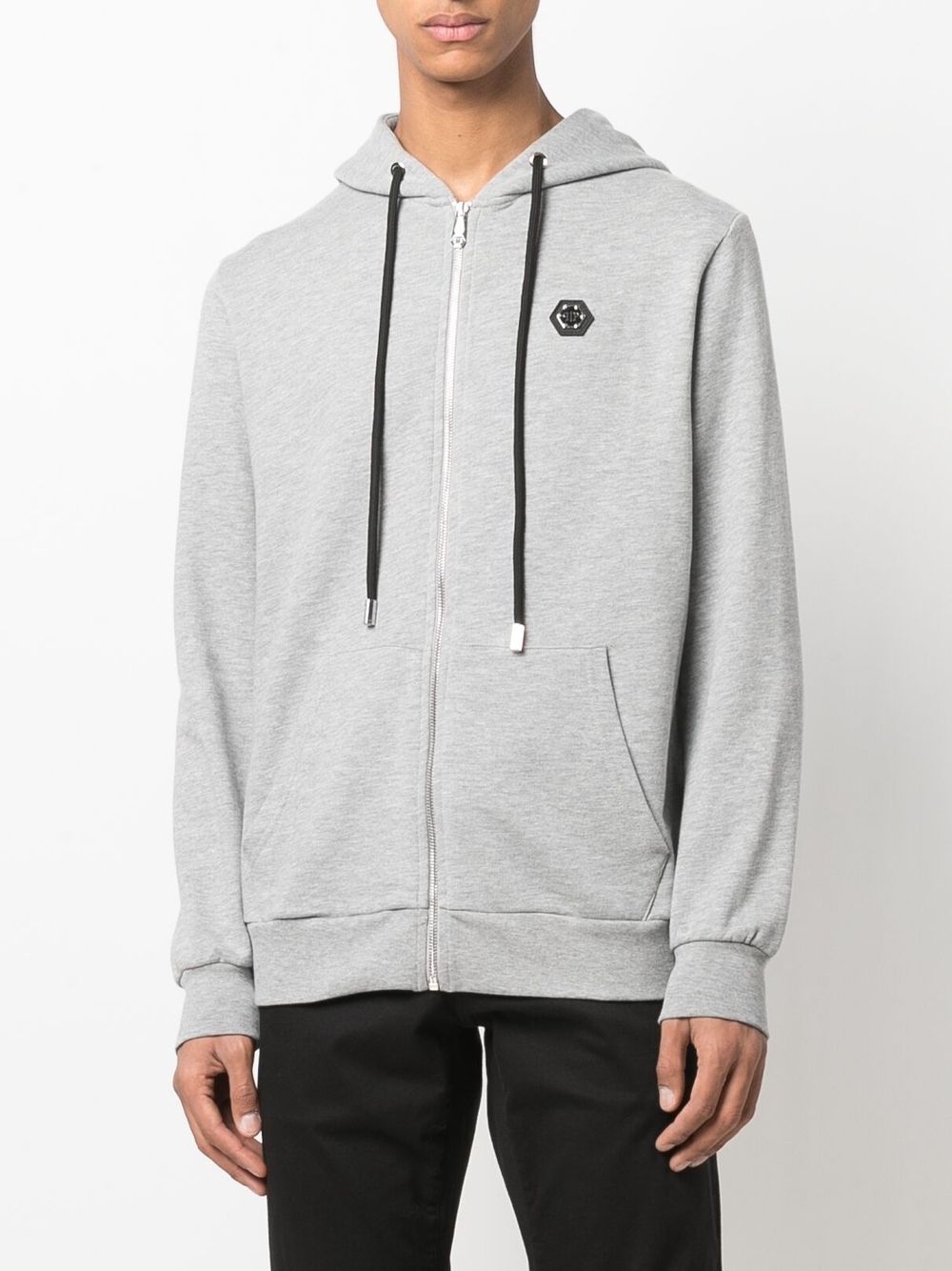 Shop Philipp Plein Plein™ Logo Zip-up Hoodie In Grey