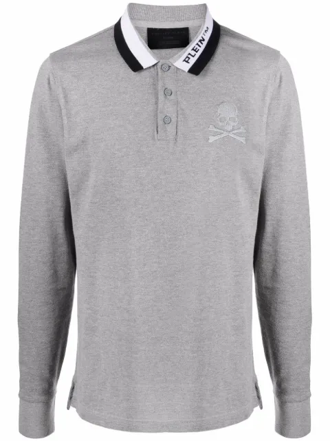Philipp Plein logo skull print polo shirt